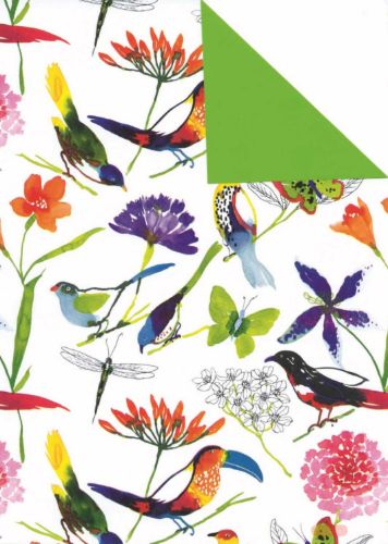 Bild von Bogen 70x 100cm, Manaus Vögel, bunt/grün