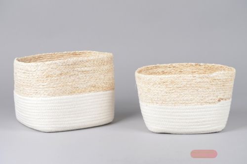 Bild von Korb, Baumwolle Set/2 - L25x 25x H20cm, weiss