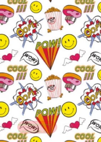 Bild von Rolle 200m x  70cm, Wow, weiss-bunt