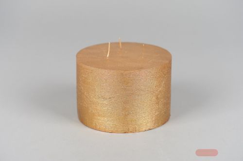 Bild von Met. 3-Docht Zylinderkerze, H10cm x 150mm, gold