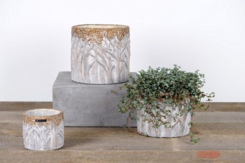 Bild von Blumentopf, Bosque Zement Ø15x H15cm, créme/braun*
