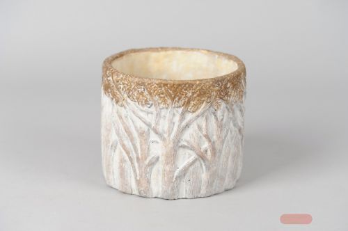 Bild von Blumentopf, Bosque Zement Ø18.5x H16.5cm, créme/braun*