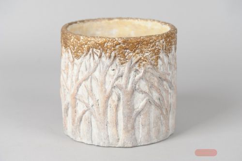 Bild von Blumentopf, Bosque Zement Ø22x H20cm, créme/braun*