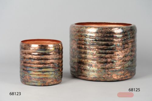 Bild von Alu-Blumentopf, zyl. rund Ø34.5x H26.5cm, old cooper