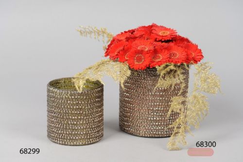 Bild von Windlicht, Twinkling stars Ø15x H16cm, gold