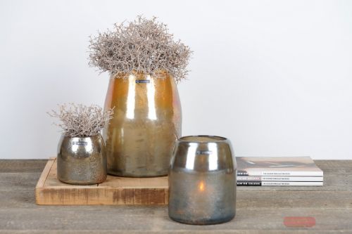 Bild von Glasvase, Gloomy glow Ø12x H12cm, braun