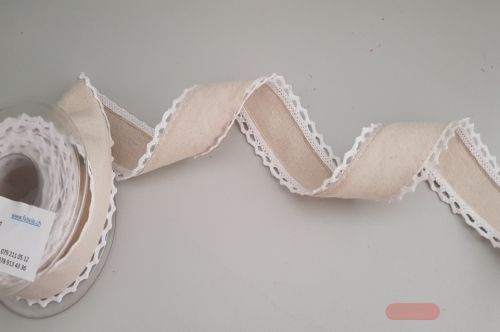 Bild von Band 5m/ 65mm, Natur mit Spitzen, ecru