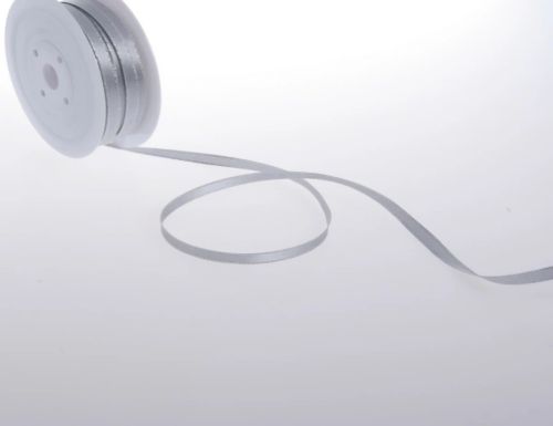 Bild von Band 50m/ 6mm, Satin m. Siberkante, grau/silber