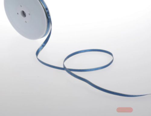 Bild von Band 50m/ 6mm, Satin m. Goldkante, altblau