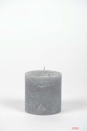 Bild von Rustic Zylinderkerze,   9cm x Ø90mm, hellgrau