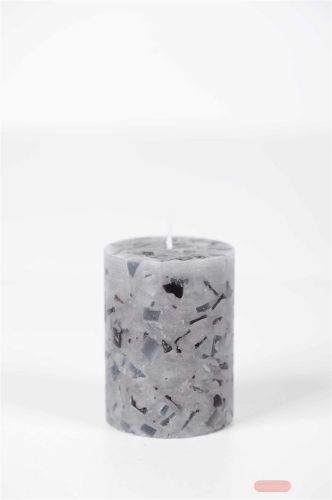 Bild von Terrazzo  Zylinderkerz,   8cm x Ø60mm, hellgrau