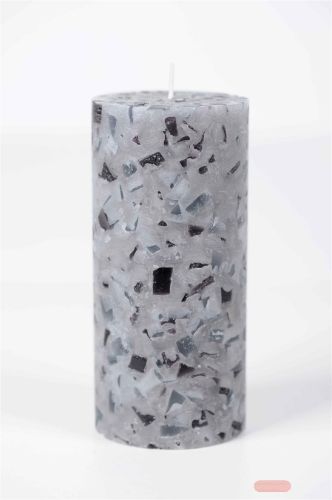 Bild von Terrazzo  Zylinderkerz, 15cm x Ø70mm, hellgrau