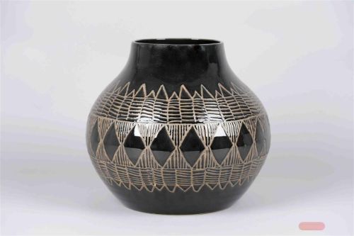 Bild von Vase, Aztec Keramik Ø41 x H36cm, schwarz