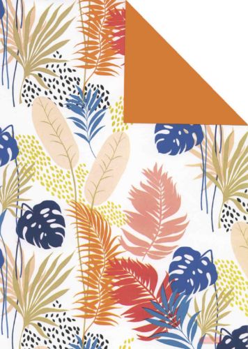 Bild von Bogen 70x 100cm, Sabah Blätter, bunt/orange