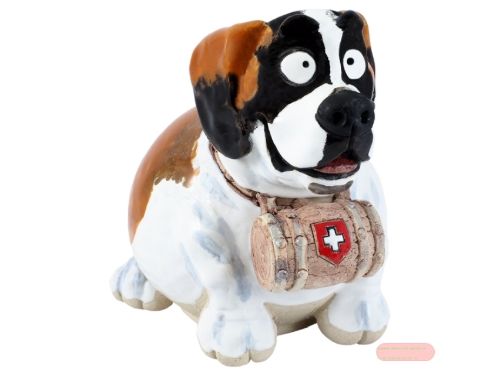 Bild von Gartenkeramik, Bernhardiner m.Fass 20cm, winterfest  - ohne Stab