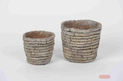 Bild von Blumentopf,  Lamellla Zement Ø12.5x H11cm, grau