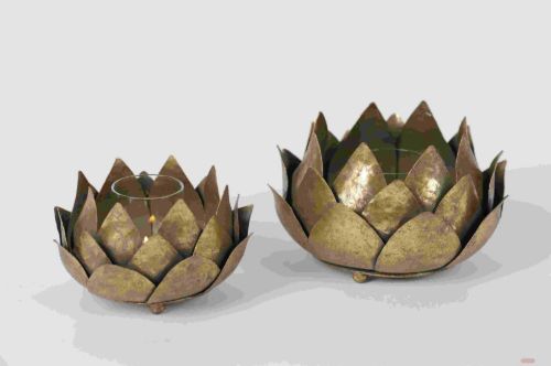 Bild von Pflanze, Teelichthalter - Ø17x H10cm, bronce