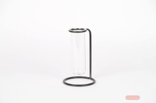 Bild von GlasRohr Vase, mit Halter L13x 13x H27cm, klar*