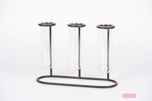 Bild von GlasRohr Vase, mit Halter L35x 12x H27cm, klar