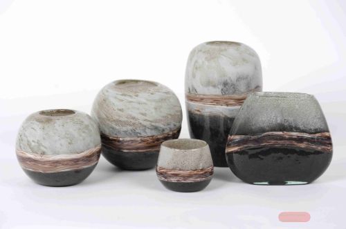 Bild von Glasvase, Flowtrack Ø12x H10cm, grey