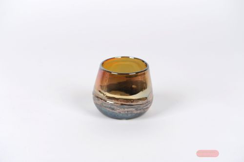 Bild von Glasvase, Flowtrack Ø12x H10cm, gold