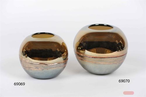 Bild von Glasvase, Kugel Flowtrack Ø18x H15.5cm, gold