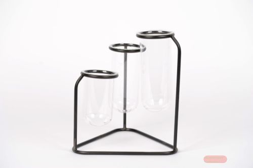 Bild von GlasRohr Vase, mit Halter L26x 24x H30cm, klar
