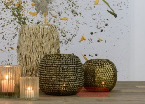 Bild von Windlicht, metall - Ø20x H16.5cm, bronce*