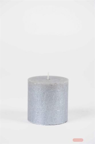 Bild von Metallic Zylinderkerze,   9cm x Ø90mm, silver