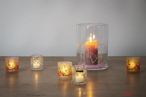 Bild von Windlicht, Wildflowers - sandg. Ø18x H25cm, klar