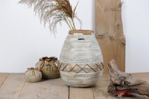 Bild von DekoVase, Ø20x H24.5cm, Bambus & Jute