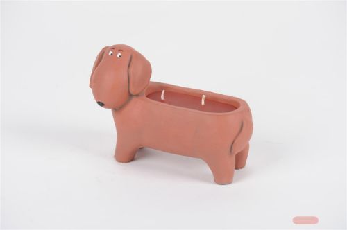Bild von KerzenTopf, 3-Docht - Hund H14.5 x 10x L20cm, ton*