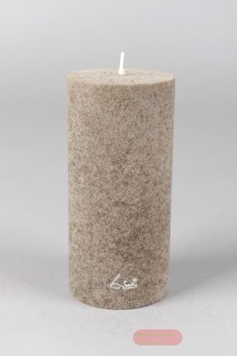 Bild von Velvet Zylinderkerze, 12cm x Ø80mm, taupe*