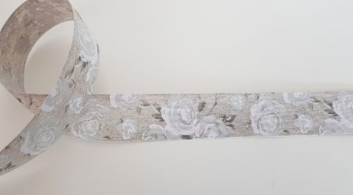 Bild von Band 20m/ 25mm, Rosen auf Leine, weiss