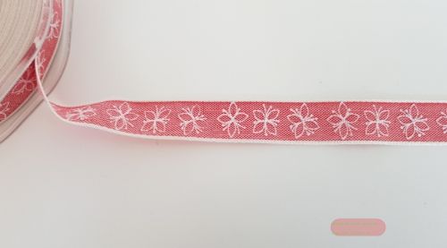 Bild von Band 20m/ 15mm, Blume auf Leine, rot-weiss