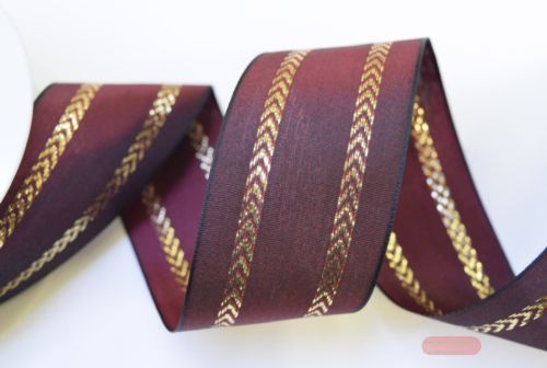 Bild von Band 20m/ 40mm, Lurexstreifen, rubin/gold