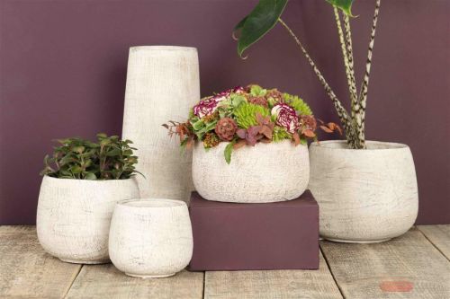 Bild von Blumentopf, Crag Ø13x H11cm, white