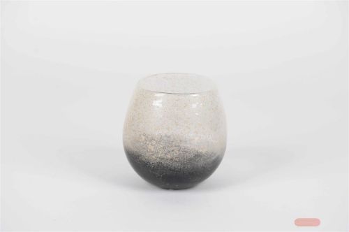 Bild von Glasvase, Goldfleck Ø15x H14.5cm, grau/gold