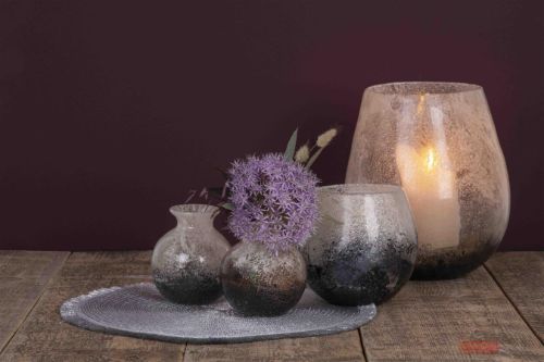 Bild von Glasvase, Goldfleck Ø11.5x H11.5cm, grau/gold