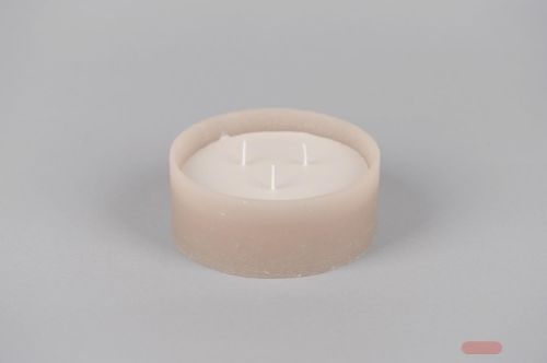 Bild von 3-Docht Kerze im Topf, H6cm x Ø150mm, portobello