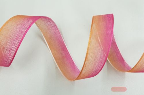 Bild von Band 25m/ 25mm, Organza 2-farbig, pink-orange