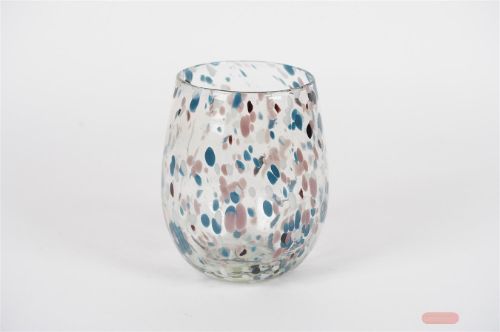 Bild von Glasvase, Dapple dots Ø18x H21.5cm, blue