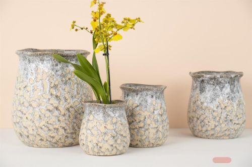 Bild von Blumentopf, Oyster Ø17x H19.8cm, grau-ecru