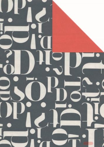 Bild von Bogen 70x 100cm, Letters, stahlblau/rot