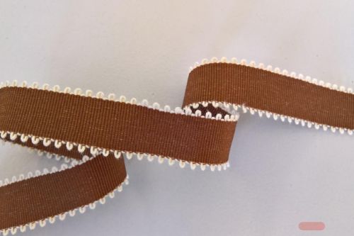 Bild von Band 10m/ 15mm, Leinen - Picot, braun