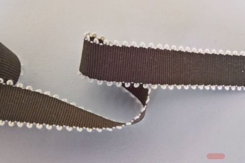 Bild von Band 10m/ 15mm, Leinen - Picot, grau