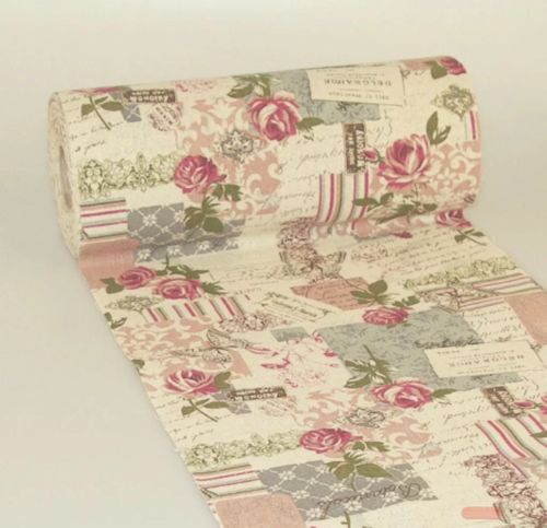 Bild von Tischläufer 15m/ 280mm, Vintage Post-Card 3*5m, beige/rosa