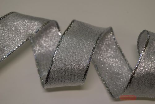 Bild von Band 25m/ 25mm, Lurex mit Drahtkante, silber