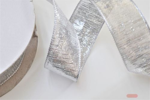 Bild von Band 25m/ 25mm, Lurex quer Uni, silber