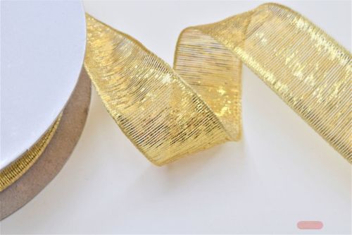 Bild von Band 25m/ 25mm, Lurex quer Uni, gold